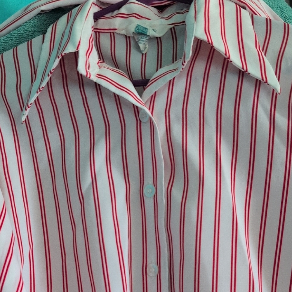 Sears Red and White Striped Shirt Unisex